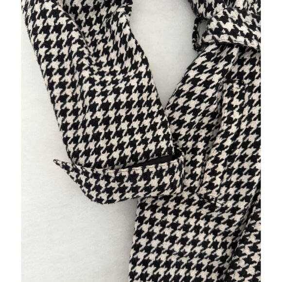 Odyn Houndstooth Belted Mid-Length Coat Women’s XL Black White Mod Retro Goth St - Picture 5 of 14